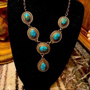 Antique turquoise sterling necklace